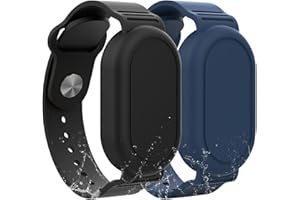 Hacintre Samsung Smart Tag 2, lokalizator GPS, miękki silikon, wodoszczelna bransoletka, regulowana bransoletka airtag akcesoria dla dzieci (czarny+niebieski)