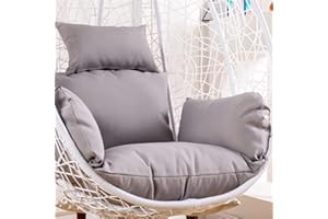 LGWG Wicker Rattan Hanging Chair Cushion Cover， Egg Chair Cushion Replacement, Outdoor Hanging Swing Chair Cushion Cover, Waterproof Sun-resistant Hammock, Thicken Washabl No Padding Blue-Gray