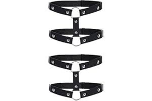 YCZCHE14 2 Piezas Liga De Cuero Negro Ajustable Gótico Anillo De La Pierna Liguero De Cuero Punk Liguero De Cosplay Doble Capa, Para Accesorios De Fiesta De Cosplay De Carnaval De Halloween