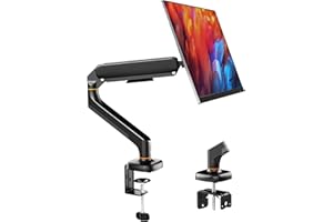 Ibergrif Supporto Monitor da Scrivania per Schermi da 13-32", Braccio di Monitor Regolabile in Altezza con Molla a Gas, Inclinazione, Girevole, Rotazione, Gestione dei Cavi, VESA 75/100 mm -Nero