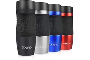 Opard Travel Coffee Cup Leakproof 350ml(12oz) Double-Walled Vacuum Insulated Travel Mug Reusable Stainless Steel Coffee Mug BPA Free for Men and Women(Black)