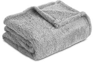 HOMEBLISS Przytulny koc, puszysty, na kanapę, ciepły, na zimę, miękki, super miękki koc polarowy jako narzuta na sofę, narzuta na łóżko, jasnoszary, 150 x 200 cm