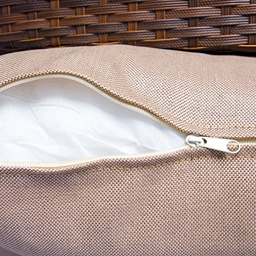 Vanage Gartenmöbel-Set Rom - Rattan-Optik - Polyrattan Lounge-Möbel für Garten, Balkon & Terrasse - Rattansofa & 2 Rattansessel & Gartentisch - Outdoor-Garnitur mit Auflage & Kissen, Braun