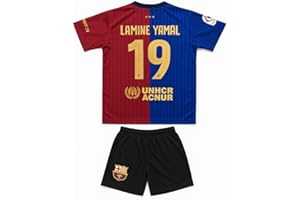 BORIVERAE Lamine Yamal Barcelona #19 - Camiseta de fútbol para niños, camiseta de fútbol para niños, camiseta deportiva para niños, camiseta de entrenamiento de fútbol, para niños con juegos de fútbol (4-13