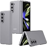 Coverzone Z Fold 5 ile uyumlu Kılıf Mat G&ouml;r&uuml;n&uuml;ml&uuml; 180&deg; A&ccedil;ılıp Kapanabilir Kamera &Ccedil;ıkıntılı Koruma Z-Kıpta (Gri)