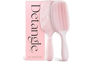 Spazzola Capelli Ricci Lily England per Districare & Modellare - Spazzola Districante Indolore per Capelli Bagnati & Asciutti Con Setole Flessibili - Ideale per Donne con Capelli Ricci 3c 4c, Rosa