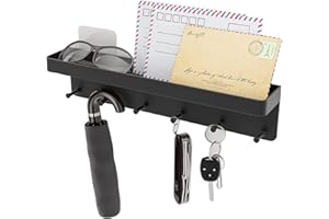 HUTVD Colgador de Llaves para Montaje en Pared con 6 Ganchos, Soporte Ganchos para Llaves de Metal Autoadhesivo Montado en la Pared Sin Taladrar para Cocina, Oficina, Baño y Sala de Estar, Negro