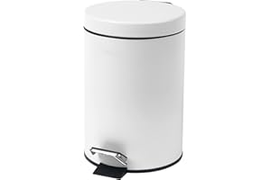 Beldray LA038098WHT Pattumiera rotonda con coperchio a chiusura ammortizzata, capacità 3L, con pedale intelligente, facile da svuotare, smaltimento rifiuti, contenitore rifiuti, bianco