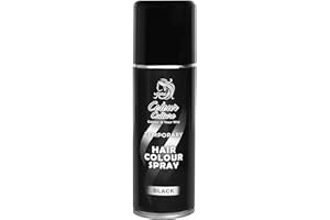 Colour Culture Hair Colour Spray 125ml-Black, Temporary Coloured Hair Dye, Hurtless Easy Wash-Out Hairspray, Washable Hair Colour Spray for Halloween & Theme Party, Fancy Dress Up, For Kids Adults