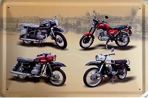 VIELESGUENSTIG-2013 Blechschild Schild 20x30cm gewölbt - MZ Zschopau Trophy Motorrad DDR Ostalgie Osten bunt