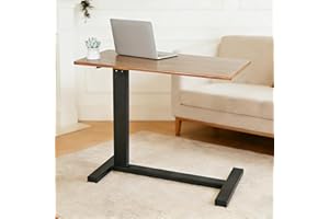 ‎FATIVO FATIVO Betttisch auf Rollen Höhenverstellbar, Computertisch Stehpult auf Rollen Tisch Holz Pflegetisch Krankentisch Beistelltisch Laptoptisch Sofatisch für Wohnzimmer Schlafzimmer 80x40x90cm, Braun