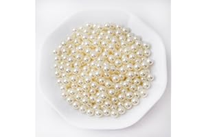Yixuan Rotonde Perle Lucide Eleganti, 300 Pezzi 10mm Perle di Plastica da Senza Fori, Perle Finte per Riempimento Vasi, DIY, Decorazioni Matrimonio, Tavola, Casa (Avorio 10mm)