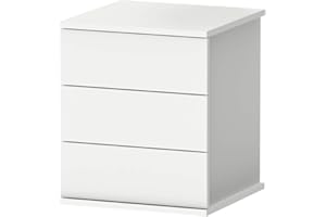 Muebles Pitarch Elsa Comodino Dana con Tre cassetti, 48,5 x 41 x 40 cm (Altezza x Larghezza x profondità), Colore Bianco, melamina, Regular