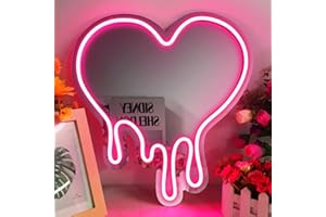 BDUN Heart Neon Sign Melt Heart Neon Mirror Signs for Wall Decor, Bedroom, Teens Kids Girls Room, LED Pink Heart Neon Lights for Party, Studio, Store Decor, Valentine's Day Gift Gifts