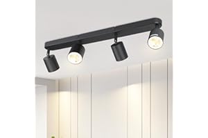 ZMH Plafonnier avec 4 flammes spots de plafond noirs - spots de plafond modernes GU10 plafonnier de salon en métal design orientable lampe de salon pour couloir chambre couloirs salle à manger