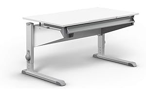 Moll Sprinter - Scrivania per bambini regolabile in altezza, in crescita, ergonomica e inclinabile per sedersi in posizione verticale, ideale per scolari, scrivania bianca opzionale con cassetto, made