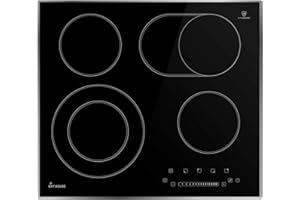 KKT KOLBE Placa vitrocermica 60 cm | 6,6 kW | 4 fuegos | 15 niveles de potencia | doble zona de cocción | doble zona de cocción ovalada, | KFS59ED