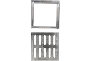 JUMPLUSHION Stainless Steel Drain Grille, Drain Cover, Grid Lid, Double Row Hole Floor Drain with Frame, Non-Slip (150 x 150 x 20 x 2 mm)