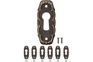 FUXXER® - 6 x Antique Key Plates, Lock Rosettes, Lock Fittings, Key Hole Cover, Vintage Brass Bronze Art Nouveau Style, Art Deco Design, Set of 6, 38 x 16 mm