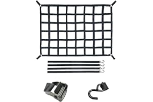 TAOZHUGONG Rete di carico per rimorchio, rete per bagagliaio, rete di carico per pickup allungamento della superficie di carico, rete di carico con 4 cinghie fisse (S)