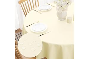 Softalker Tovaglia Beige Rotonda 160 cm Diametro Elegante Tovaglia Antimacchia 6-8 posti Tovaglie Autunnale da Esterno Impermeabile per Protezione piccolo Tavolo per Natalizia, Feste, Capodanno