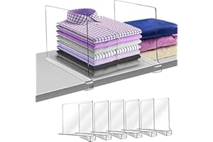 KEPUARM Lot de 6 séparateurs d'étagères en acrylique , Amenagement Interieur Placard Vertical pour Chambre, Cuisine, Magasin, Bureau - Separateur Vetement, Sacs, Serviettes, Livres (6 Pcs)