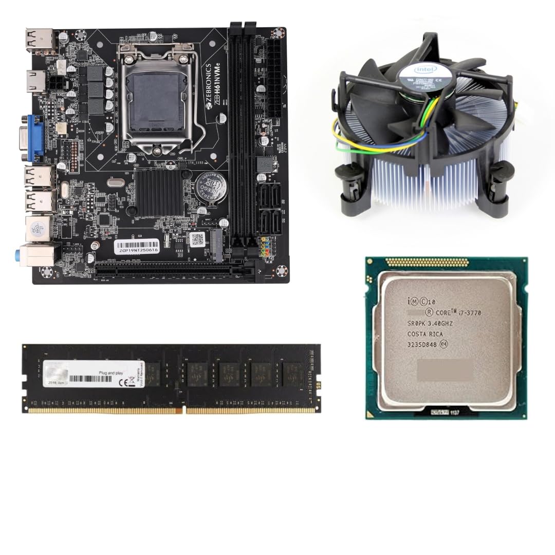 H61 Motherboard Assembled Kit With Processor I7 3rd Gen 3.20 Ghz-3.90Ghz + 16GB DDR3 RAM + CPU Fan + ATX (1 Year Replacement Warranty)
