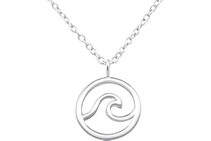 Monkimau Damen Ketten Surfer Welle Anhänger aus 925 Sterling Silver echt Silber mit 45cm Kette