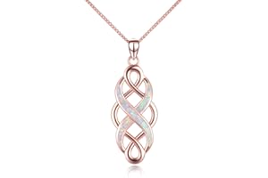 YFN Celtic Knot Necklace Created Opal Pendant Sterling Silver Infinity Love Jewelry