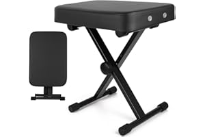 AIYIBETY Piano Stool, Piano Bench Portable X-Style Piano Stool, Keyboard Bench Adjustable Piano Bnech Foldable Piano Seat with Thickness High-Density Sponge Padded (Black with Air Holes)