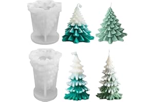 AIDUCHO 2 stampi per albero di Natale in silicone, per candele, in silicone, per albero di Natale 3D, stampi in silicone, per Natale, per fai da te, candele profumate, cioccolato, Natale