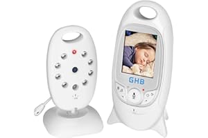 GHB Baby Monitor Video Baby Monitor Wireless with Camera Night Vision Temperature Monitoring Lullaby Function 2 Way Talk