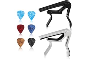 GUANGCAILUN Guitar Capo for Acoustic Guitar,Quick Change - Electric Guitar, Ukulele, Bass, Mandolin, Banjo Capo with 2 Pcs Capo Guitar Clip and 6 Guitar Picks