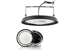 Jefedana UFO High Bay Lumiere 200W, LED High Bay Light Blanc Froid 6000K, Ultra-Mince IP65 Étanche UFO Projecteur LED 20000LM Spot Eclairage de Plafond, pour Entrepôt, Usine