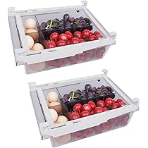 Koelkastlade-organizer, uittrekbaar met handvat, koelkasthouder, opbergbox, doorzichtige container voor levensmiddelen, dranken, huishoudelijke organizer