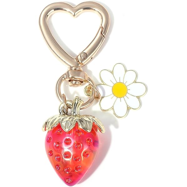 Portachiavi Alyxen A Forma Di Fragola Y2K: Ciondolo Per Telefono, Borsa E Zaino, Rosa E Bianco, Regalo Ragazza - 3