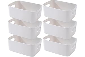 EURXLQ Cestini Portaoggetti Plastica Scatole Organizer con Manici,Contenitori per Armadio,Contenitore Plastica,Organizer Portaoggetti per Cucina Bagno Cosmetici (Grigio, 20×14.7×7cm/6 Pack)