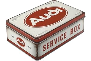 Nostalgic-Art Retro puszka płaska, 2,5 l, Audi – Service Box – Pomysł na prezent dla miłośników Audi, Official License Product (OLP), metalowy pojemnik z pokrywką, Styl vintage