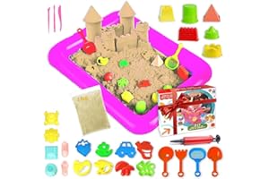 TALENTOYS Kit Box 1000G + 27 Accessori Sabbia Magica per Bambini 3 4 5 Anni Sabbia Magica Sabbia Cinetica Bambini Sabbia Colorata Gioco Bambina Bambino Giochi Creativi Regalo Bambina Bambino - Beige