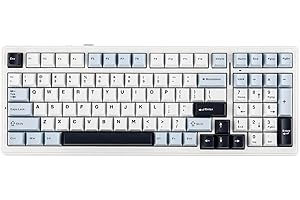 EPOMAKER x Aula F99 Teclado Mecánico Inalámbrico, Personalizable y Intercambiable en Caliente, Bluetooth/2.4Ghz/USB-C, Gasket, 8000mAh, NKRO, RGB, US ANSI, para Juegos/Win/Mac (Blue, Graywood Switch)