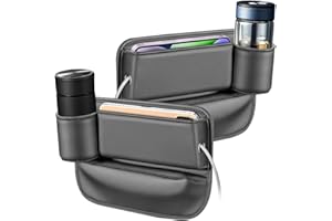 Fivtsme Aufbewahrungsbox für Autositze,2 Stücke Leder Autositz Side Gap Filler Car Organizer, Aufbewahrungsbox Autositz für USB Ladekabel,Auto Aufbewahrungsbox,Auto Mittelkonsole Seitlicher Organizer