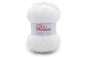 Phildar - Pelote de Laine Phil Charly de 50g - Laine à Tricoter - 100% Acrylique - Aiguille n°4 - Couleur Blanc