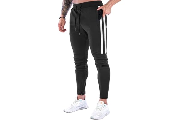 Suwangi Pantalon de Jogging Homme Course Training Pantalon de Survêtement Léger Casual avec Poches Zippées