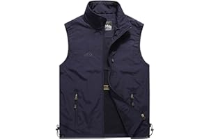 HAOLEI Men's Gilet Safari Hiking Outdoor Waistcoat Jacket Sleeveless Coat Water Resistant Jackets Breathable Running Sports Vest Lightweight Multi Pocket Working Fishing Hunting Hiking Gilets Quick Dry Top