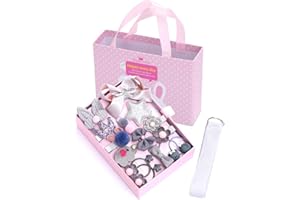 Enkarl Haarspangen für Babys, Mädchen, niedliche Haarschleifen, elastische Haargummis, Haarschmuck mit Geschenkpaket für Babys, Mädchen, Säuglinge, Kleinkinder, Kinder, 18 Stück (Silber)