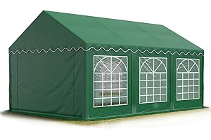 TOOLPORT Carpa para Fiestas Carpa de Fiesta 4x6 m Carpa de pabellón de jardín Lona PVC 700 N en Verde Oscuro Impermeable