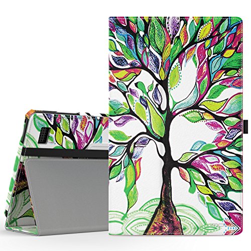 MoKo Fire 2015 7 Zoll Hülle - Kunstleder Ständer Schutzhülle Smart Cover mit Stift-Schleife und Stanfunktion für Amazon Fire Tablet (Vorherige 5th Generationeration - 2015 Modell) Tablet, Glück Baum
