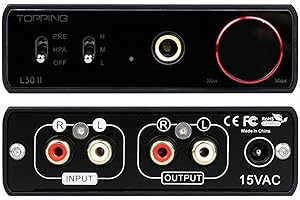 AOSHIDA TOPPING L30 II NFCA Amplificatore per cuffie, Migliorato PRE/RCA/HPA Uscita, RCA Ingresso Preamp, 560mW x 560mW Alta Risoluzione HiFi Amplificatore (Nero)
