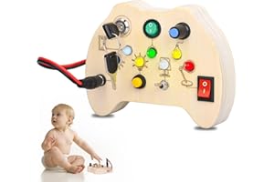 GAOEEIN Giochi Montessori Busy Board Pannello Sensoriale Bambini con Luci a LED Educativi Giochi Adatto a Bambini di età Superiore a 3 Anni