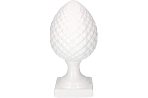 Keyhomestore-Pigna in Ceramica Bianca – Soprammobile Moderno Made in Italy – Decorazione da Tavolo o Mensola.Produzione Artigianale 15x15x38h cm